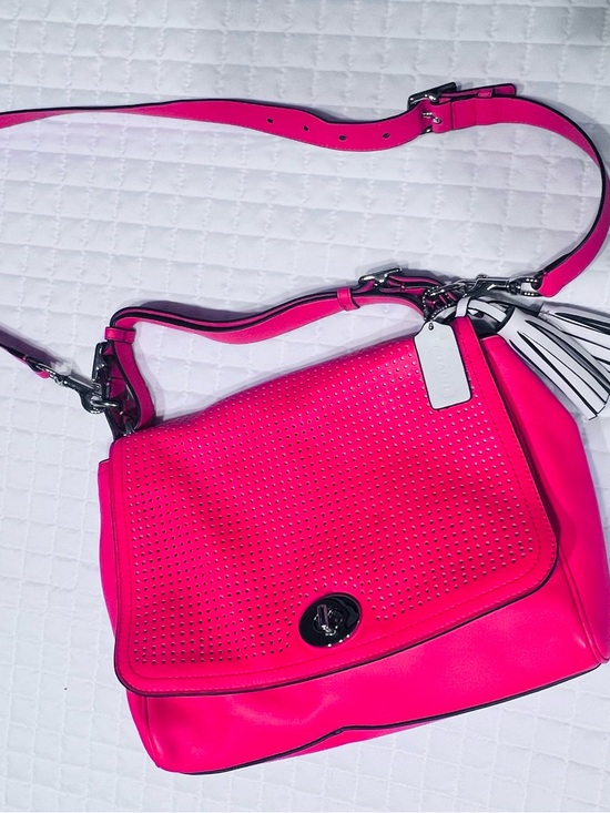 Coach Handbags - Coach Legacy Romy 22386 Dark Coral Perforated Leather Convertible Bag